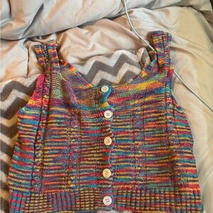 Colorful Knit Button-Up Tank Top